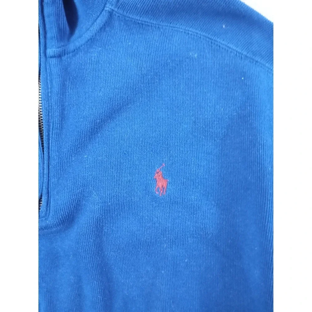 Vintage Polo Ralph Lauren 1/2 Pullover Men Large Navy Blue Mock Neck‎ EUC